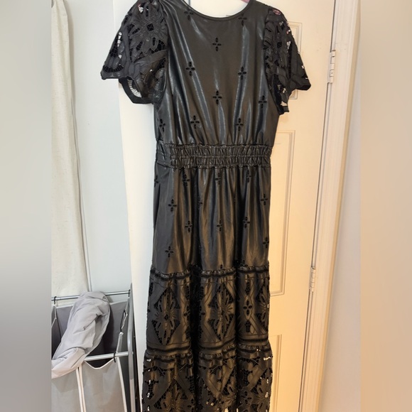 The Somerset Maxi Dress: Faux Leather Embroidered Edition by Anthropologie - Picture 5 of 6